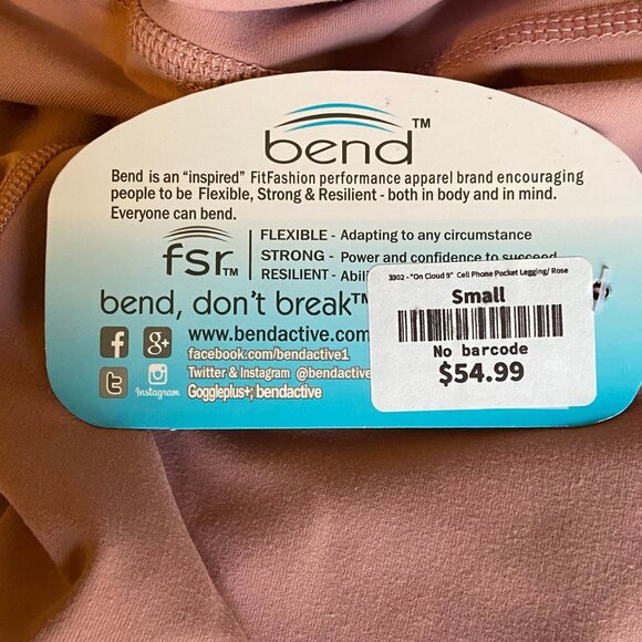 Bend "On Cloud 9" Cell Phone Pocket Legging Rose Size S Flexible Strong - Picture 5 of 11